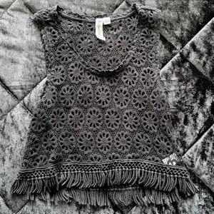SOLD Others Follow black crochet flower tank